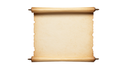 An aged parchment scroll holds untold stories of yesteryear inviting exploration of its on transparent background