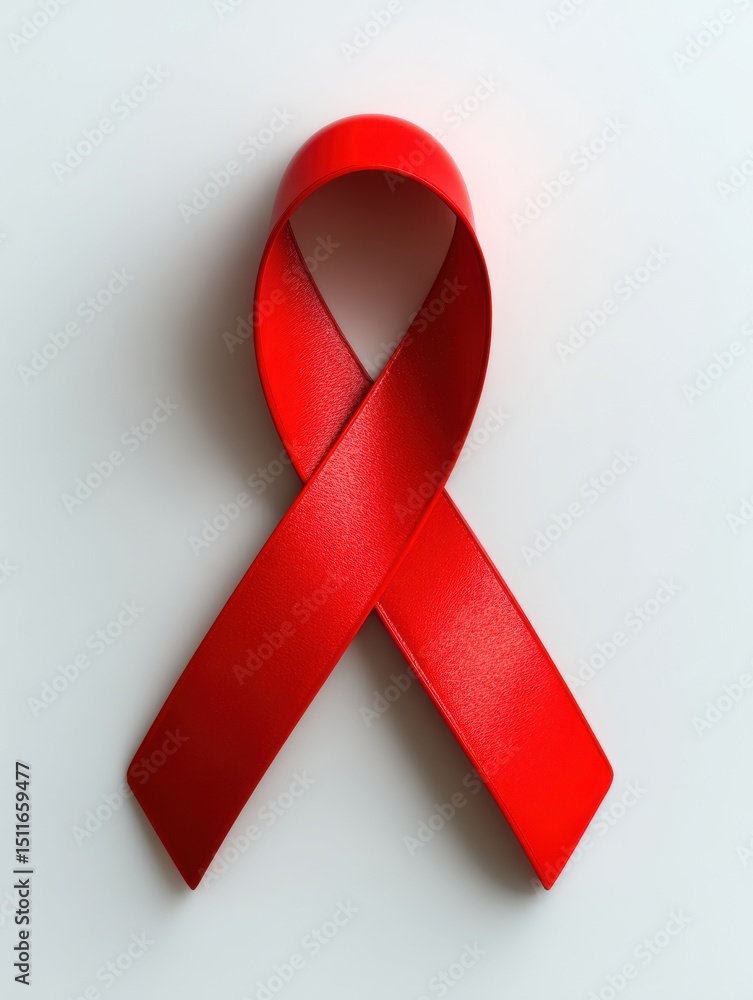 Poster 3d render of red kidney awareness ribbon centered on soft white background highlighting the importan