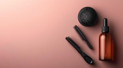 Obraz premium Flatlay Haircare Products On Pink Background