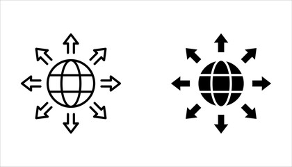 global world expansion icon set, vector concept of abstract international business distribution on white background