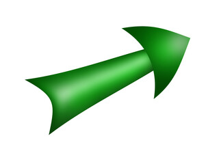 3D green arrow, illustration without background. Object for use in various graphic design works.