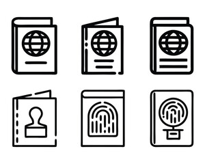 passport icon set