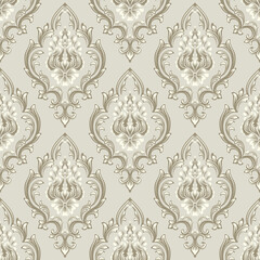 Vector damask seamless pattern background. Classical luxury old fashioned damask ornament, royal victorian seamless texture for wallpapers, textile, wrapping. Exquisite floral baroque template.