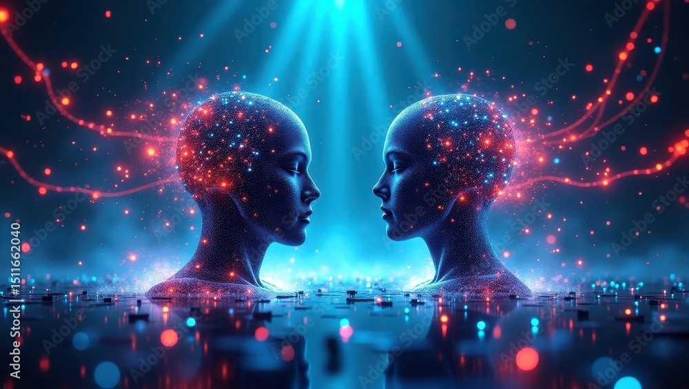 Poster conflict between advanced ais representing different nations during a digital warfare setting