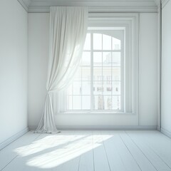 Fototapeta premium Empty white room with large window