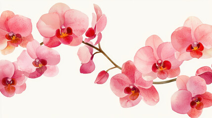 Delicate watercolor orchids in soft pink hues create serene and elegant floral arrangement, perfect for enhancing any space