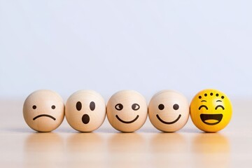 Mood swings and emotional expression concept with eggs showing different emotions faces