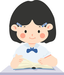 Cartoon Child Reading a Book student