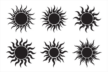 Sun Symbols Celestial Sunshine Solar Radiance Heat and Light Designs Collection