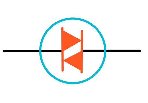 Electrical symbol for a DIAC (Diode for Alternating Current) with Anode 1 (MT1) and Anode 2 (MT2) terminals clearly labeled.