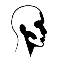 Flat Black Silhouette Vectors of Human Body and Internal Organs on White Background