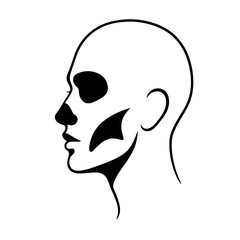 Flat Black Silhouette Vectors of Human Body and Internal Organs on White Background