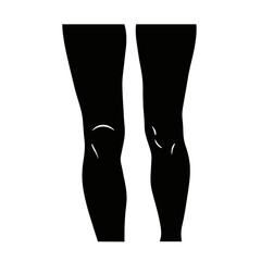Flat Black Silhouette Vectors of Human Body and Internal Organs on White Background