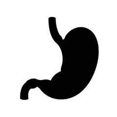 Flat Black Silhouette Vectors of Human Body and Internal Organs on White Background