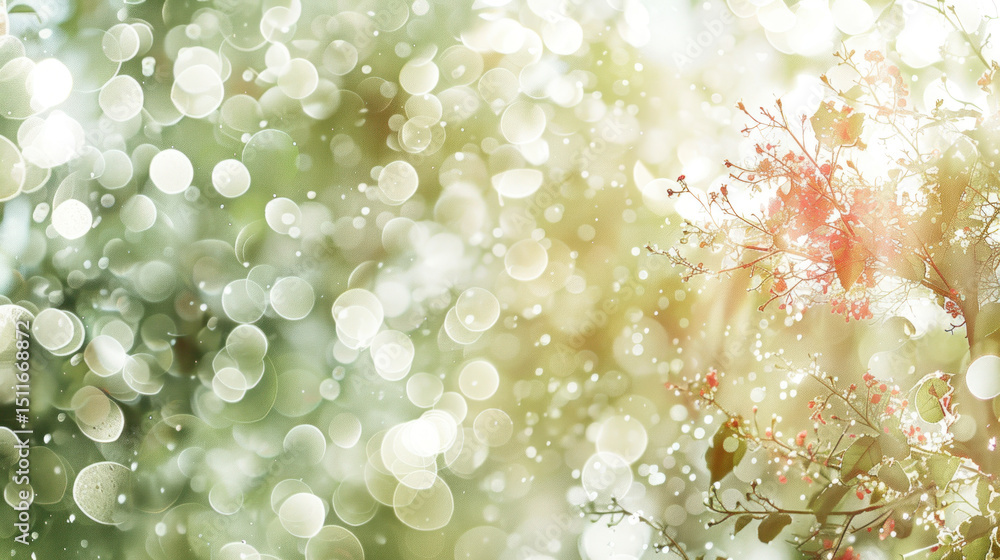 Poster beautiful bokeh background with flowering branch and soft light