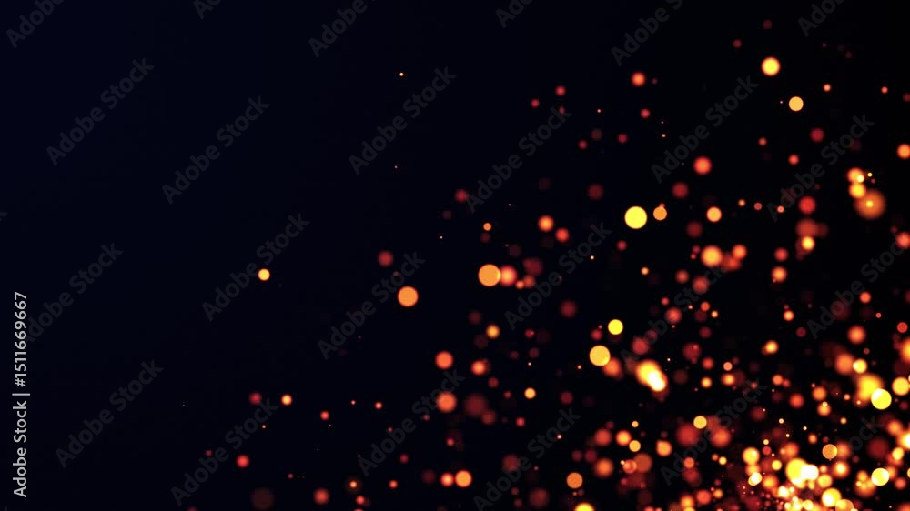 Poster abstract golden particles animation concept for birthday and holiday celebrations or sparks from a b