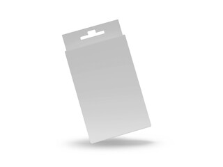 3D Illustration of Hanging Box Packaging Mockup on Isolated White Background