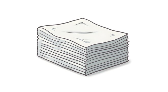 Illustration of a stack of white printer paper on a plain white background sheeted