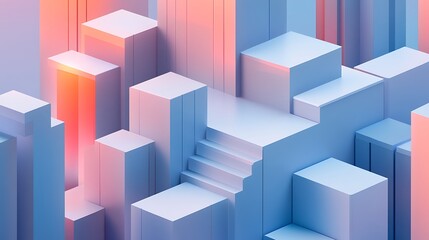 Abstract geometric shapes, pastel colors, modern design