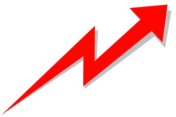 Red arrow design on transparent background. Business, marketing, finance icon, element, symbol. Arrow icon with graph zigzag
