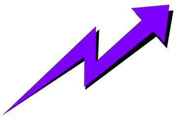 Purple arrow design on transparent background. Business, marketing, finance icon, element, symbol. Arrow icon with graph zigzag