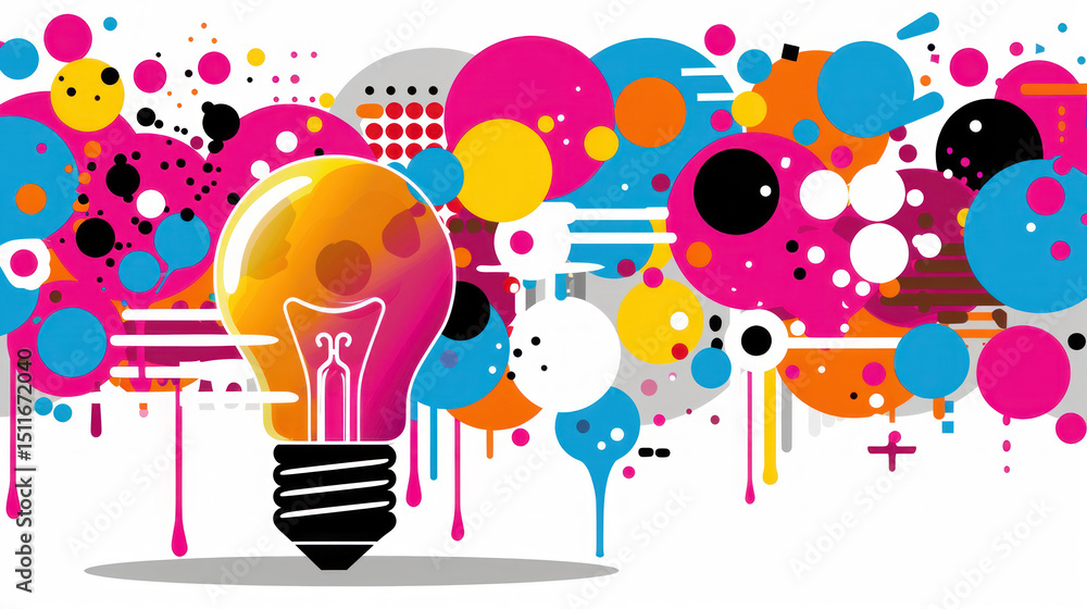 Aufkleber abstract light bulb with vibrant circular patterns