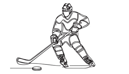 Continuous one single minimal line drawing ice hockey