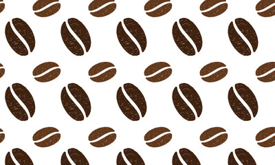 Seamless pattern of coffee beans in scribble style. This design is likely intended for use in backgrounds, packaging, or coffee-related products.