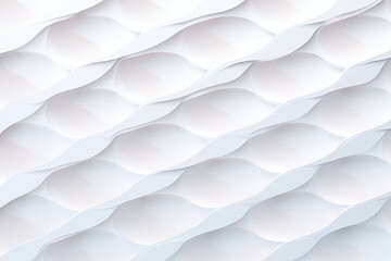 Obraz premium A white geometric wave pattern design features multiple curving lines flowing horizontally across a light gray background. Each wave segment has a subtle drop shadow effect creating depth, with smooth