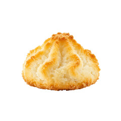 Ultra realistic UHD photo of a coconut macaroon, 3/4 view, with clear contours and boundaries, against a transparent background, standalone full object with no shadows, commercial photoshoot