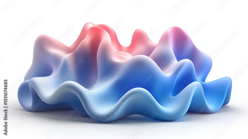 Aufkleber smooth wavy surface with gradient colors in soft light background