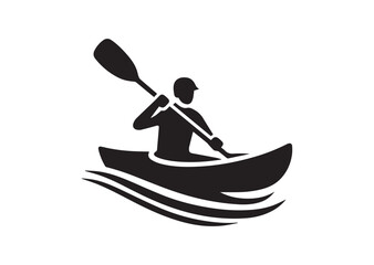 A man kayaking Silhouette Vector