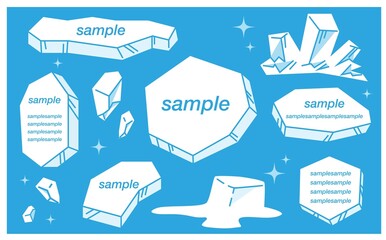 冷たい氷のイラストフレーム素材セット