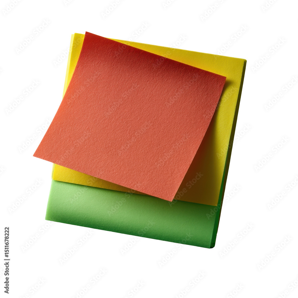 Aufkleber stack of colorful sticky notes: a vibrant collection of adhesive sticky notes in assorted bright hue