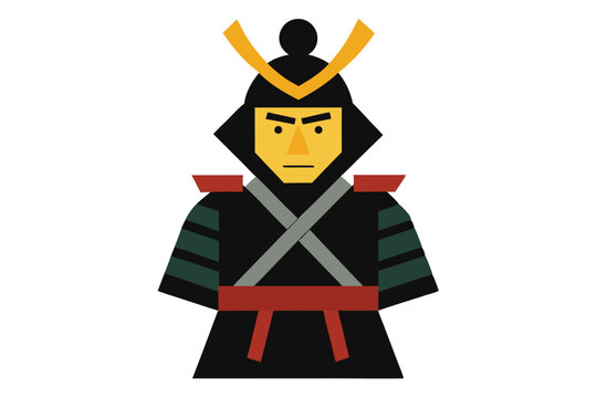 Bimana samurai in traditional Japanese gear with dynamic pose vector art illustration