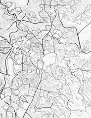 Obraz premium Jerusalem City Map. Minimalist black and white line art poster for printing, wallpaper, wall art for home and office decor