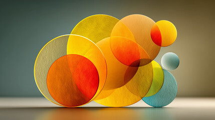Overlapping circular shapes in warm tones, symbolizing unity and teamwork on a soft gradient background