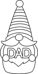 Father's Day gnome outline vector illustration.
Cute Father's Day Gnome coloring page Design.
Transparent background. SVG file.