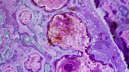 Medical illustration of adenocarcinoma, a type of cancer characterized by the growth of malignant cells in glandular tissue