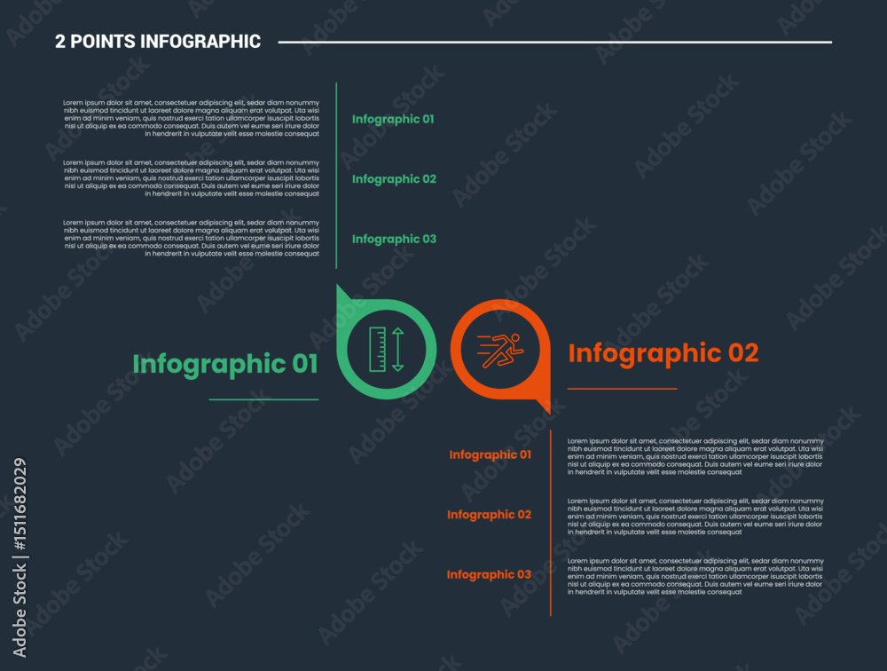 Aufkleber comparison choice infographic process diagram with outline circle arrow edge opposite direction with