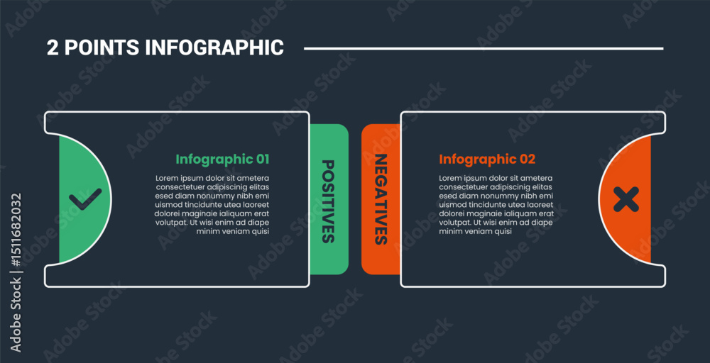 Poster comparison choice infographic process diagram with round rectangle box with outline style vector