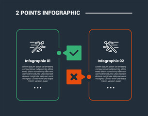 comparison choice infographic process diagram with standing round rectangle box vertical with check badge with outline style vector