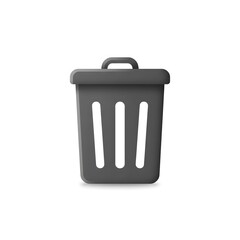 Dark Grey Trash Can Icon.