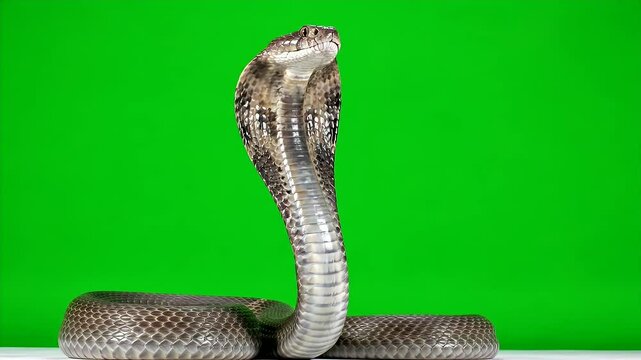 Cobra Snake with Spread Hood on Green Screen