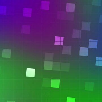 Energetic Blend Green and Blue Gradient Square with White Cubes