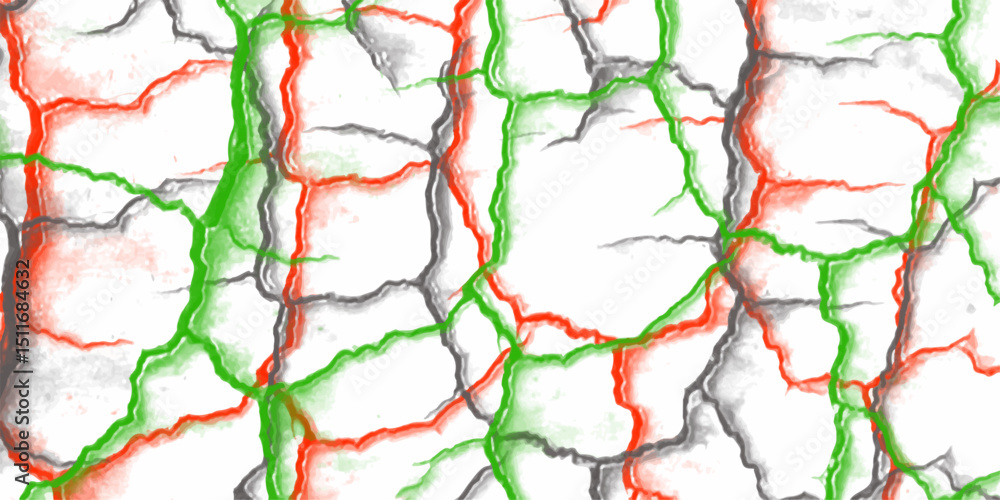 Poster abstract vein structure pattern with red green and grey watercolor effect on white background