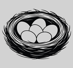 Nest Egg: A simple illustration featuring a bird's nest brimming with smooth, oval eggs, showcasing the beauty of simplicity and natural design.