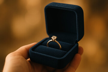 Person holding a ring in hand.