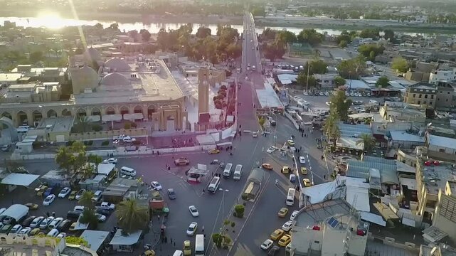 Aerial View of Abu Hanifa Mosque in Baghdad, Iraq