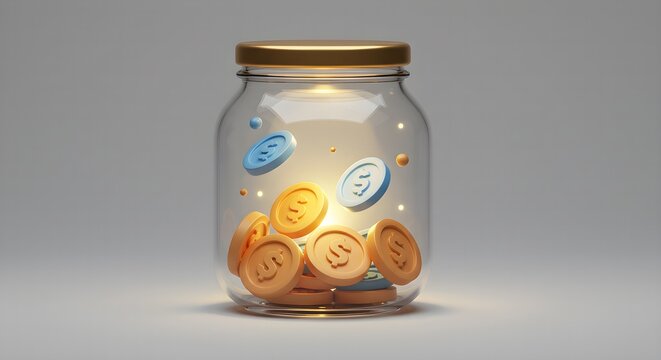 Charity donation concept money saving tips concept with jar full of coins financial growth and investment strategy for future 100